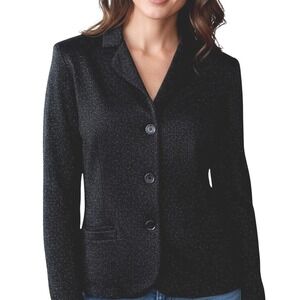 Agnes B Paris Designer Black Shimmer Jacket Women Size 2 90s Y2K Retro Glam Rock